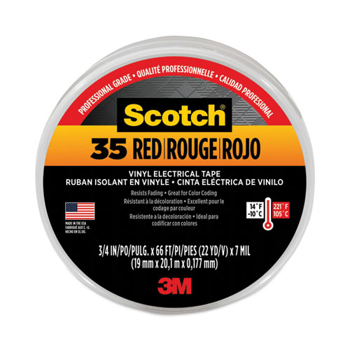 Picture of Scotch 35 Vinyl Electrical Color Coding Tape, 3" Core, 0.75" x 66 ft, Red