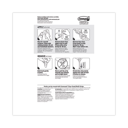 Picture of Clear Hooks and Strips, Mini, Plastic, 0.5 lb Capacity, 18 Hooks and 24 Strips/Pack