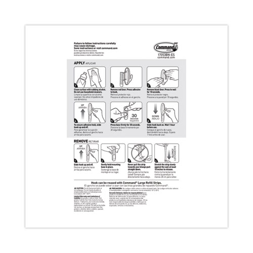 Picture of Decorative Hooks, Traditional, Large, Plastic, Silver, 5 lb Capacity, 1 Hook and 2 Strips/Pack