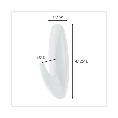 Picture of Designer Hooks, Large, Plastic, White, 5 lb Capacity, 16 Hooks and 24 Strips/Pack