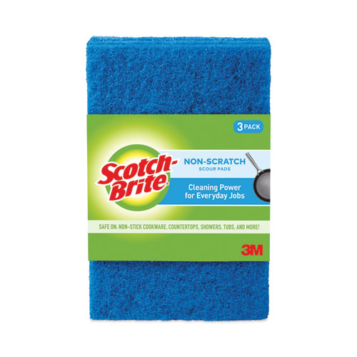 Picture of Non-Scratch Scour Pads, Size 3 x 6, Blue, 10/Carton