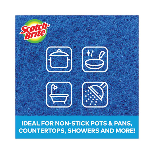 Picture of Non-Scratch Scour Pads, Size 3 x 6, Blue, 10/Carton