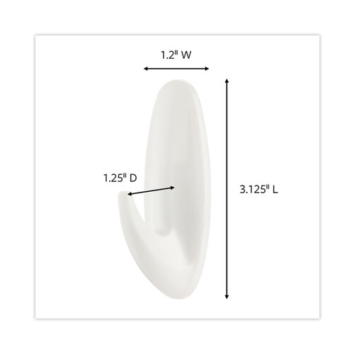 Picture of Designer Hooks, Medium, Plastic, White, 3 lb Capacity, 6 Hooks and 12 Strips/Pack