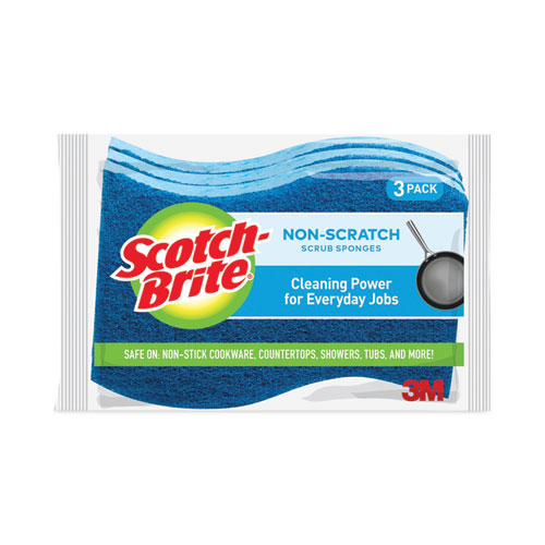 Non-Scratch+Multi-Purpose+Scrub+Sponge%2C+4.4+X+2.6%2C+0.8%26quot%3B+Thick%2C+Blue%2C+3%2Fpack