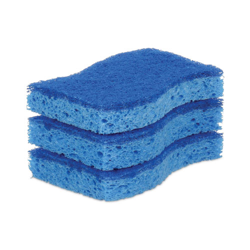 Picture of Non-Scratch Multi-Purpose Scrub Sponge, 4.4 x 2.6, 0.8" Thick, Blue, 3/Pack
