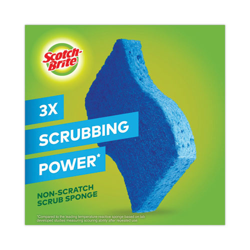 Picture of Non-Scratch Multi-Purpose Scrub Sponge, 4.4 x 2.6, 0.8" Thick, Blue, 3/Pack