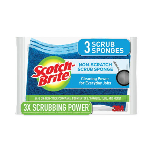 Non-Scratch+Multi-Purpose+Scrub+Sponge%2C+4.4+X+2.6%2C+0.8%26quot%3B+Thick%2C+Blue%2C+3%2Fpack