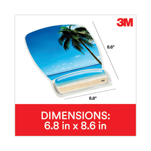 Picture of Fun Design Clear Gel Mouse Pad with Wrist Rest, 6.8 x 8.6, Beach Design