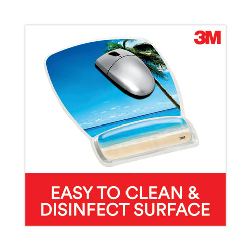 Picture of Fun Design Clear Gel Mouse Pad with Wrist Rest, 6.8 x 8.6, Beach Design