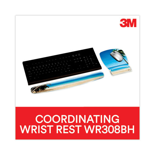 Picture of Fun Design Clear Gel Mouse Pad with Wrist Rest, 6.8 x 8.6, Beach Design