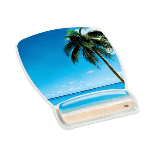 Picture of Fun Design Clear Gel Mouse Pad with Wrist Rest, 6.8 x 8.6, Beach Design