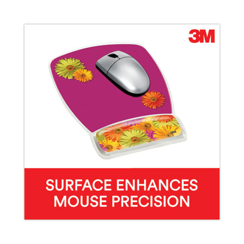 Picture of Fun Design Clear Gel Mouse Pad with Wrist Rest, 6.8 x 8.6, Daisy Design