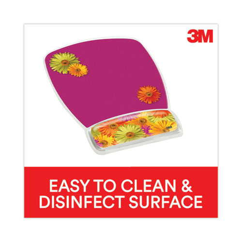 Picture of Fun Design Clear Gel Mouse Pad with Wrist Rest, 6.8 x 8.6, Daisy Design