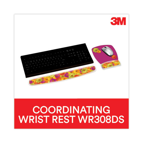 Picture of Fun Design Clear Gel Mouse Pad with Wrist Rest, 6.8 x 8.6, Daisy Design