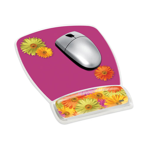 Picture of Fun Design Clear Gel Mouse Pad with Wrist Rest, 6.8 x 8.6, Daisy Design