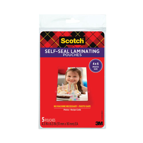 Self-Sealing+Laminating+Pouches%2C+9.5+Mil%2C+4.38%26quot%3B+X+6.38%26quot%3B%2C+Gloss+Clear%2C+5%2Fpack