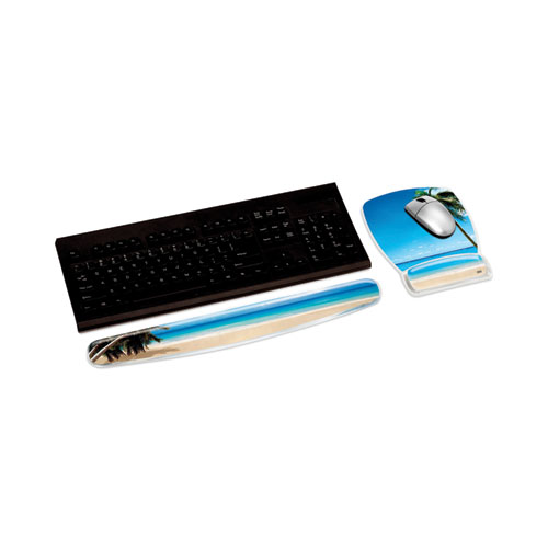 Picture of Fun Design Clear Gel Keyboard Wrist Rest, 18 x 2.75, Beach Design