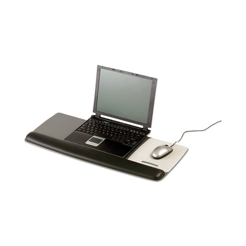 Picture of Antimicrobial Gel Mouse Pad/Keyboard Wrist Rest Platform, 25.5 x 10.6, Black/Silver