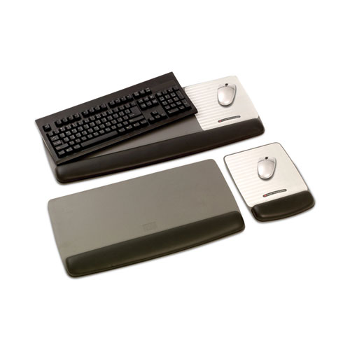 Picture of Antimicrobial Gel Mouse Pad/Keyboard Wrist Rest Platform, 25.5 x 10.6, Black/Silver