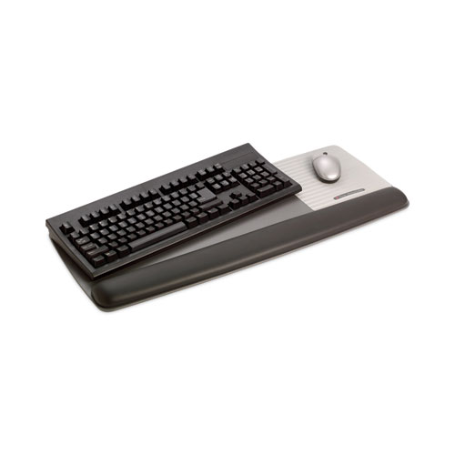 Picture of Antimicrobial Gel Mouse Pad/Keyboard Wrist Rest Platform, 25.5 x 10.6, Black/Silver