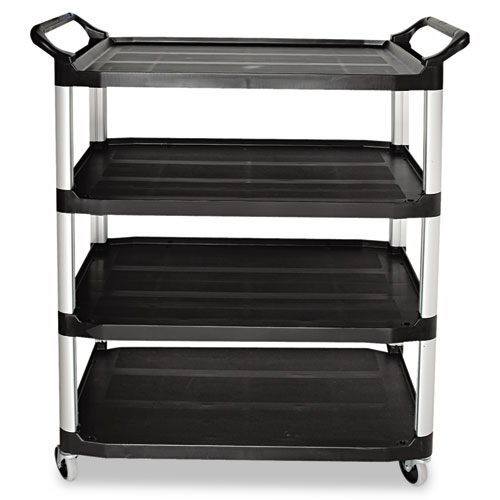 Picture of Xtra Utility Cart with Open Sides, Plastic, 4 Shelves, 400 lb Capacity, 40.63" x 20" x 51", Black
