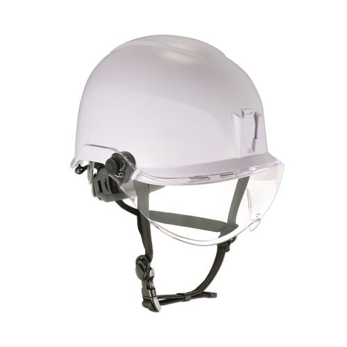 Picture of Skullerz 8974V Class E Safety Helmet with 8991 Visor Kit, Clear Lens, 6-Point Ratchet Suspension, White