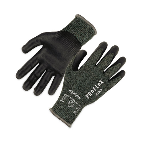 Picture of ProFlex 7070 ANSI A7 Nitrile Coated CR Gloves, EN388: 4X42F, 9" Long, Medium, Green, 12 Pairs