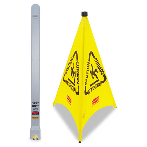 Picture of Multilingual Pop-Up Wet Floor Safety Cone, 21 x 21 x 30, Yellow
