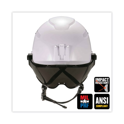 Picture of Skullerz 8975V Class C Safety Helmet with 8991 Visor Kit, Smoke Lens, 6-Point Ratchet Suspension, Orange