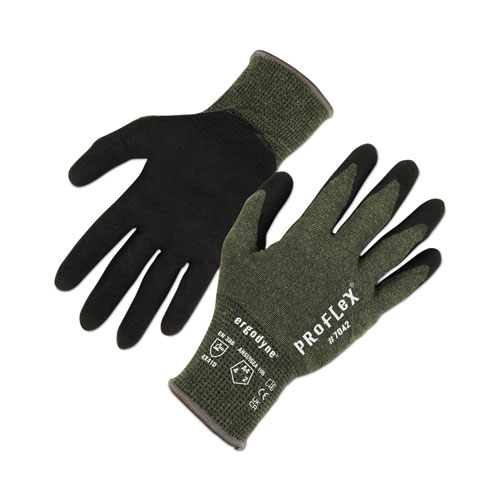 Picture of ProFlex 7042 ANSI A4 Nitrile-Coated CR Gloves, EN388: 4X41D, 9" Long, XX-Large, Green, 12 Pairs