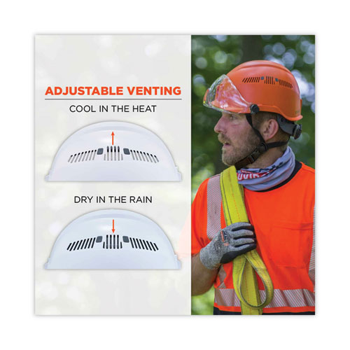 Picture of Skullerz 8975V Class C Safety Helmet with 8991 Visor Kit, Clear Lens, 6-Point Ratchet Suspension, Orange