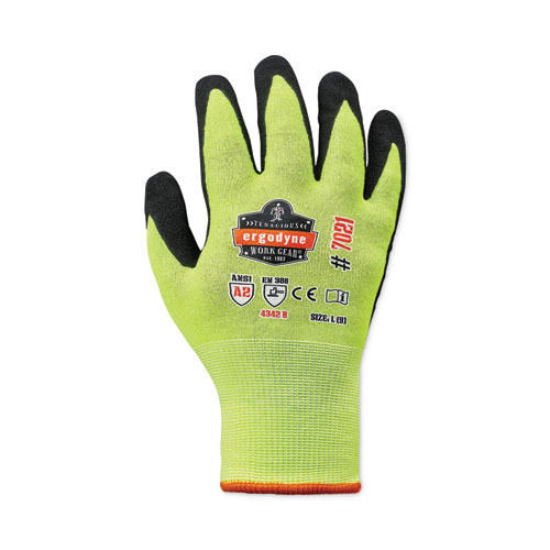 Picture of ProFlex 7021 Hi-Vis Nitrile-Coated CR Gloves, EN388: 4342B, 9.25" Long, Large, Lime, Pair
