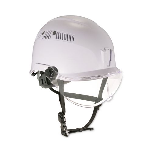 Picture of Skullerz 8975V Class C Safety Helmet with 8991 Visor Kit, Clear Lens, 6 Point Ratchet Suspension, White