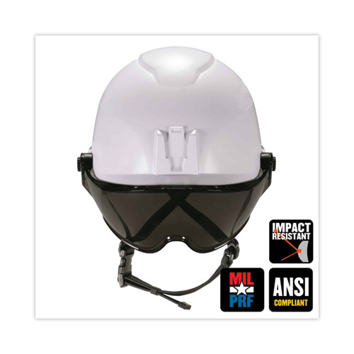 Picture of Skullerz 8974V Class E Safety Helmet with 8991 Visor Kit, Smoke Lens, 6-Point Ratchet Suspension, Orange