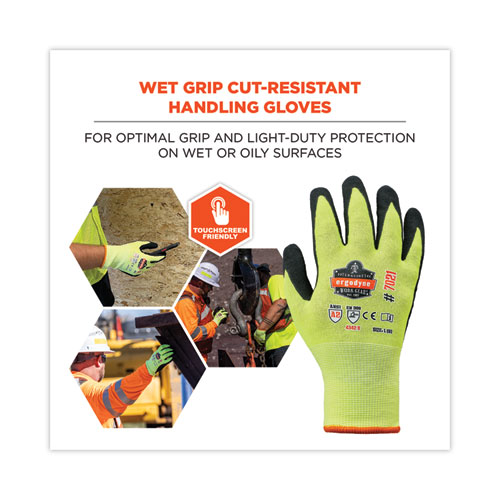 Picture of ProFlex 7021 Hi-Vis Nitrile-Coated CR Gloves, EN388: 4342B, 9.25" Long, Large, Lime, Pair