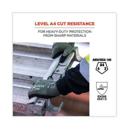 Picture of ProFlex 7042 ANSI A4 Nitrile-Coated CR Gloves, EN388: 4X41D, 9" Long, Large, Green, 12 Pairs
