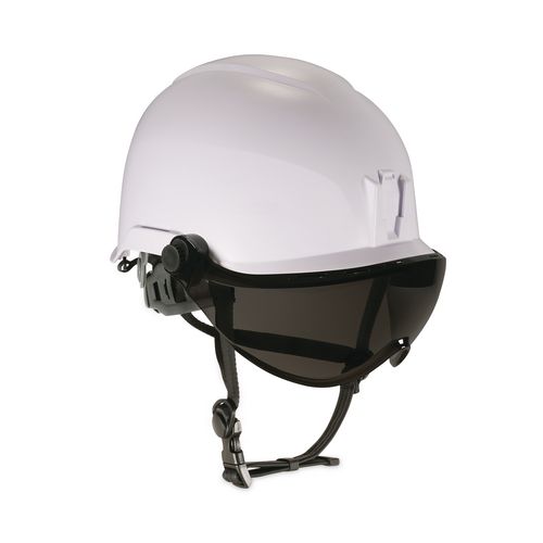Picture of Skullerz 8974V Class E Safety Helmet with 8991 Visor Kit, Smoke Lens, 6-Point Ratchet Suspension, White