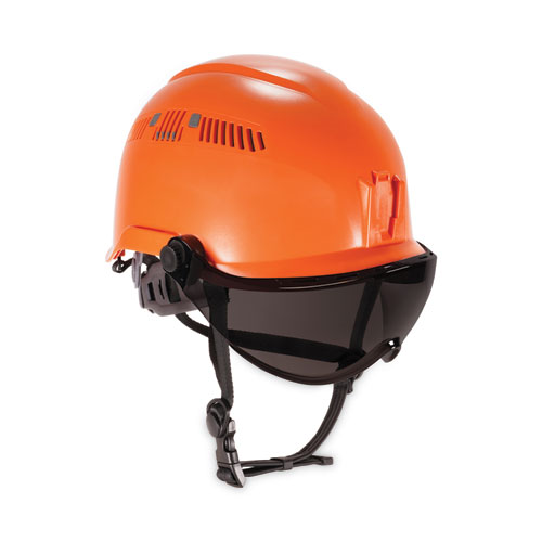 Picture of Skullerz 8975V Class C Safety Helmet with 8991 Visor Kit, Smoke Lens, 6-Point Ratchet Suspension, Orange