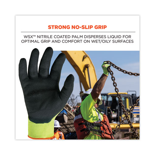 Picture of ProFlex 7021 Hi-Vis Nitrile-Coated CR Gloves, EN388: 4342B, 9.25" Long, Large, Lime, Pair