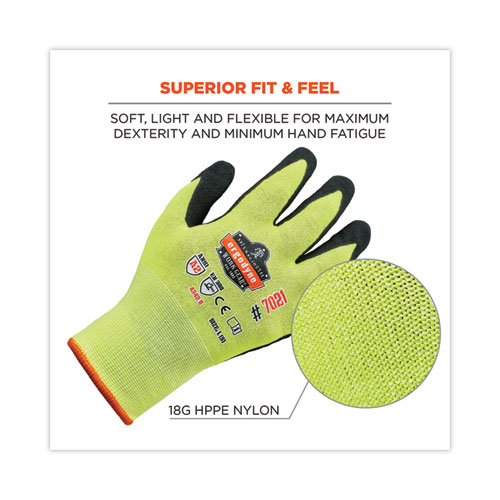 Picture of ProFlex 7021 Hi-Vis Nitrile-Coated CR Gloves, EN388: 4342B, 9.25" Long, Large, Lime, Pair