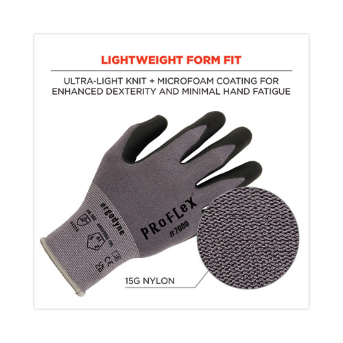 Picture of ProFlex 7000 Nitrile-Coated Gloves Microfoam Palm, EN388: 4121A, 9" Long, Small, Gray, 12 Pairs