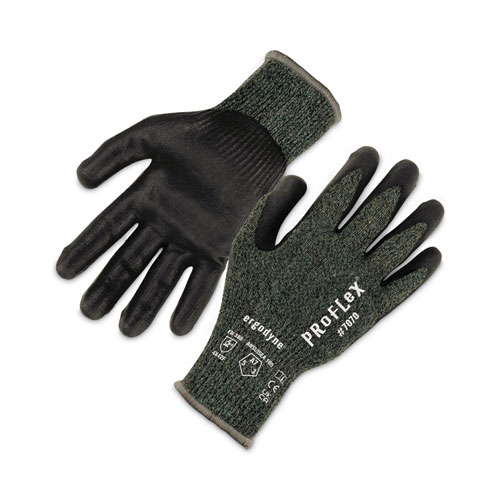 Picture of ProFlex 7070 ANSI A7 Nitrile Coated CR Gloves, EN388: 4X42F, 9" Long, Large, Green, 12 Pairs