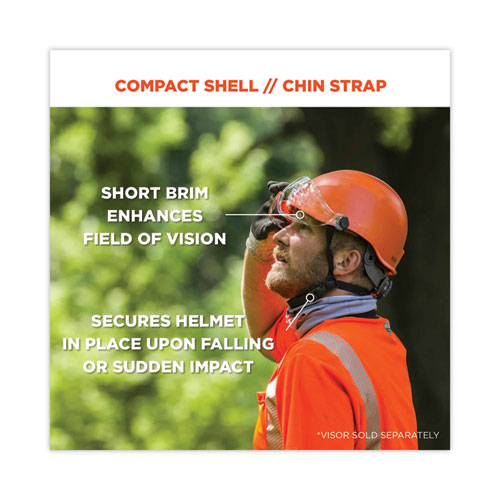 Picture of Skullerz 8974V Class E Safety Helmet with 8991 Visor Kit, Clear Lens, 6-Point Ratchet Suspension, Orange