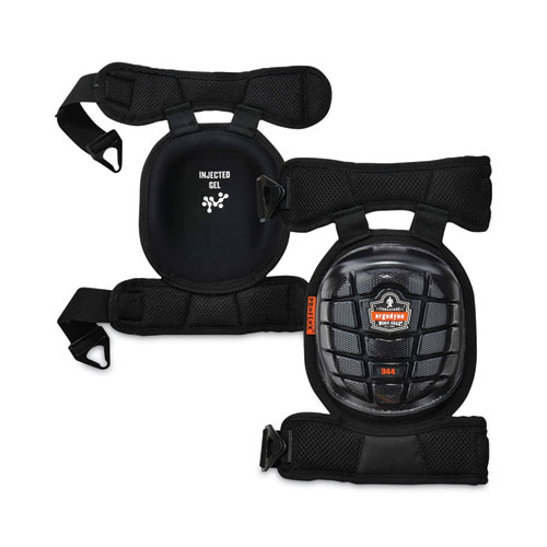 ProFlex+344+Injected+Gel+Knee+Pads+With+Comfort+Straps%2C+Short+Cap%2C+Buckle+Closure%2C+Black%2C+Pair