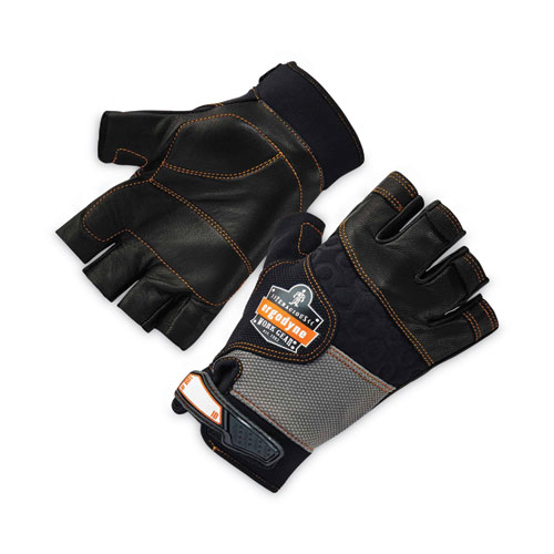 ProFlex+901+Half-Finger+Leather+Impact+Gloves%2C+EN388%3A+3122X%2C+Small%2C+Black%2C+Pair