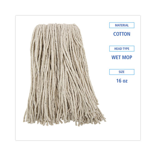 Picture of Premium Cut-End Wet Mop Heads, Cotton, 16oz, White, 12/Carton