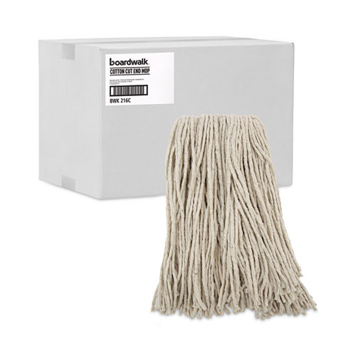 Picture of Premium Cut-End Wet Mop Heads, Cotton, 16oz, White, 12/Carton