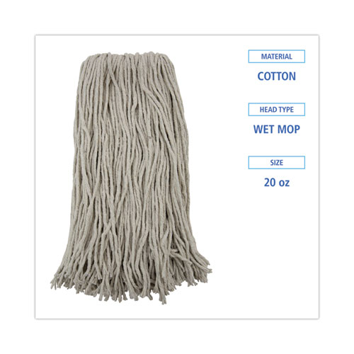 Picture of Premium Cut-End Wet Mop Heads, Cotton, 20oz, White, 12/Carton