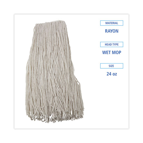 Picture of Premium Cut-End Wet Mop Heads, Rayon, 24oz, White, 12/Carton