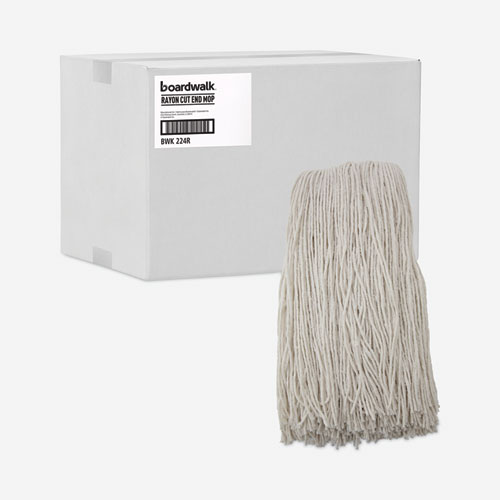 Picture of Premium Cut-End Wet Mop Heads, Rayon, 24oz, White, 12/Carton